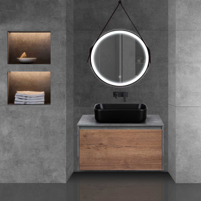 База под накладную раковину Mesa 800 T.Oak + Beton