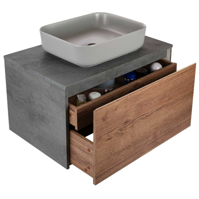 База под накладную раковину Mesa 800 T.Oak + Beton