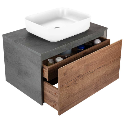 База под накладную раковину Mesa 800 T.Oak + Beton