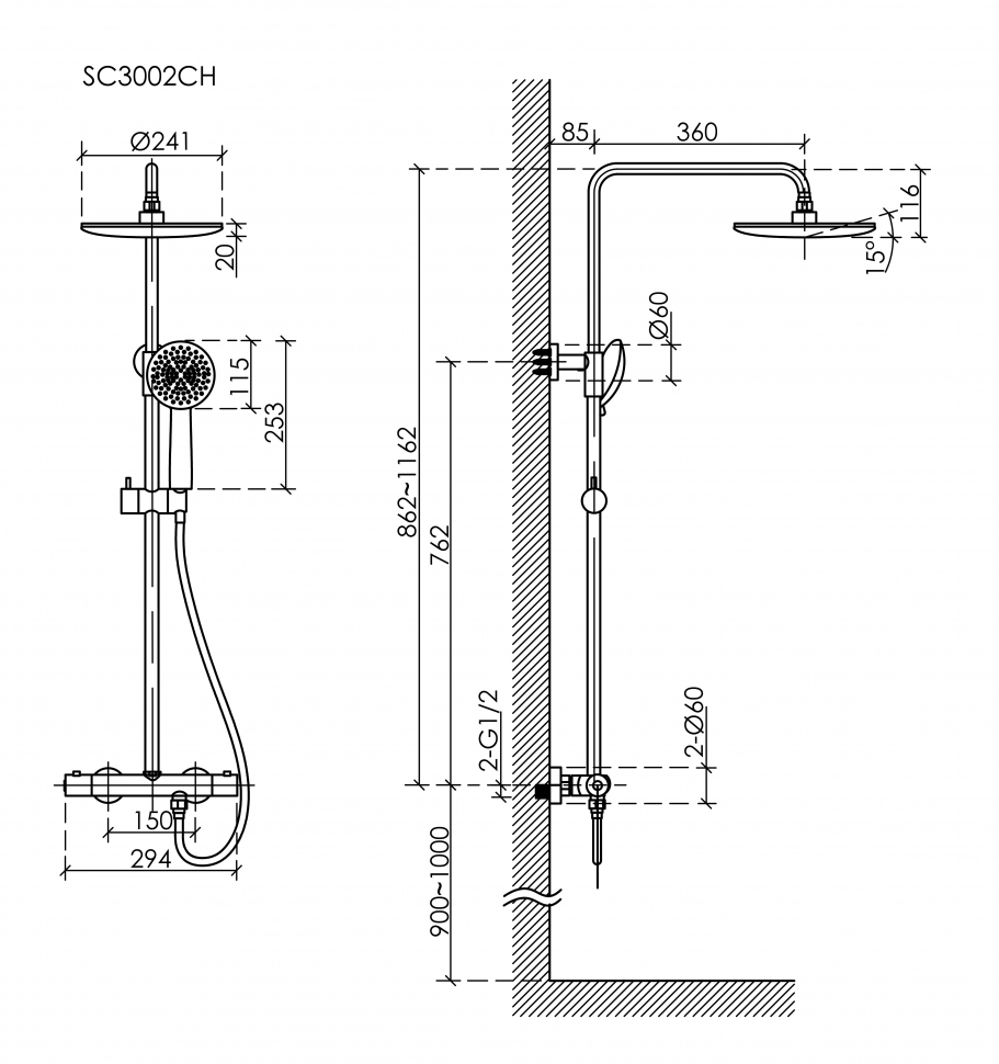 Душевая система Sancos Game с термостатом хром,SC3002CH