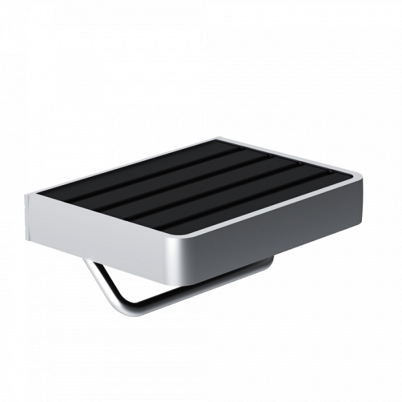 Держатель для туалетной бумаги настенный Damixa Jupiter DA77341500 с полочкой, серебристый, черный