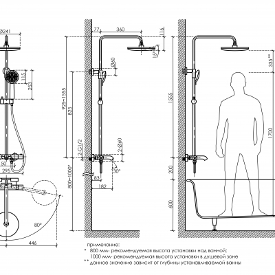 Душевая система Sancos Game с термостатом черный матовый,SC3001LMB
