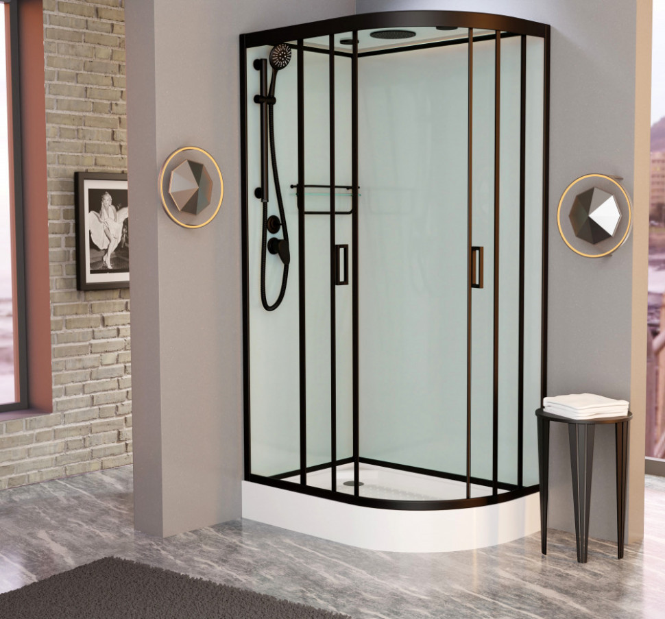 Душевая кабина Frank F418L Black 100х80 см левосторонняя, 814814