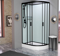 Душевая кабина Frank F418L Black без крыши 100x80 см, 814014