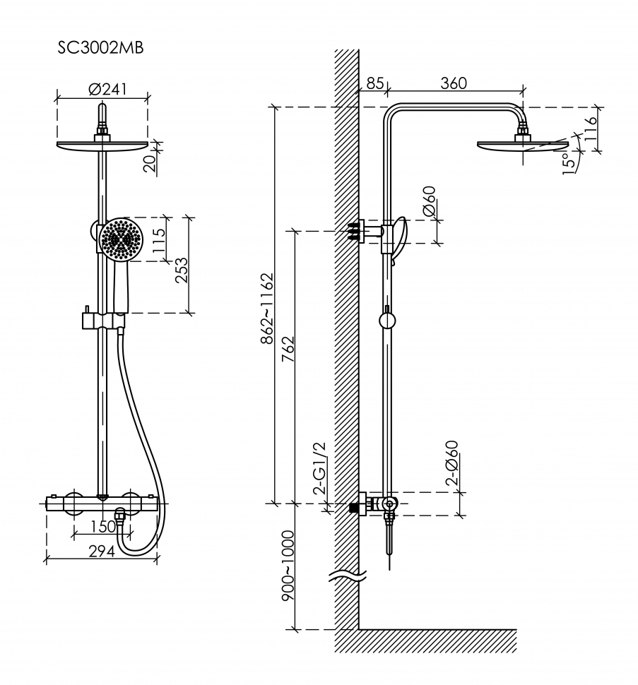 Душевая система Sancos Game с термостатом черный,SC3002MB