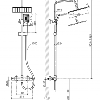 Душевая система Sancos Kanedo с термостатом хром,SC7100CH