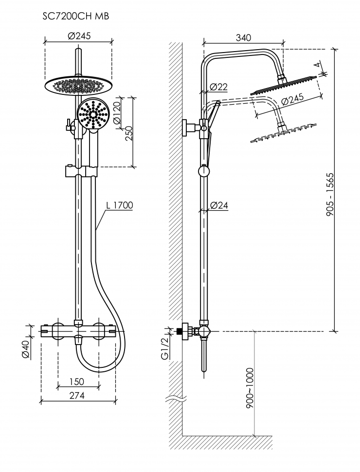 Душевая система Sancos Kanedo с термостатом хром,SC7200CH