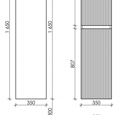 Шкаф-пенал SANCOS Snob R подвесной, Beige Soft 350х350х1650, PSNR35CE