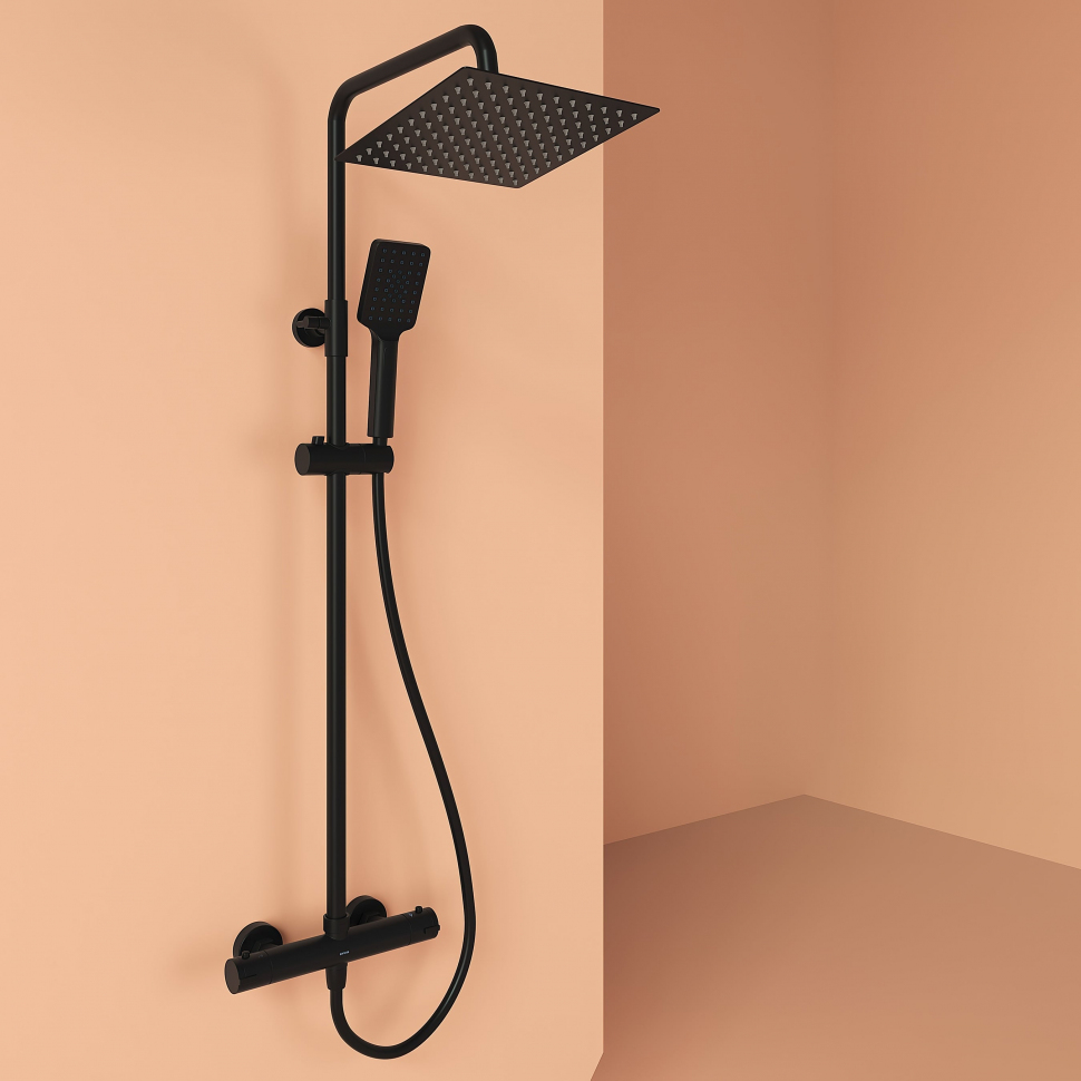 Душевая система Sancos Kanedo с термостатом черный матовый,SC7100MB