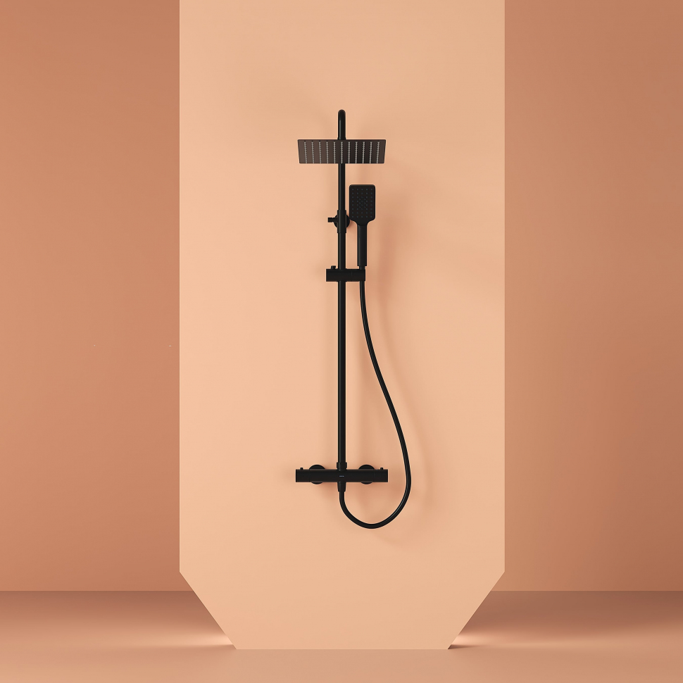 Душевая система Sancos Kanedo с термостатом черный матовый,SC7100MB