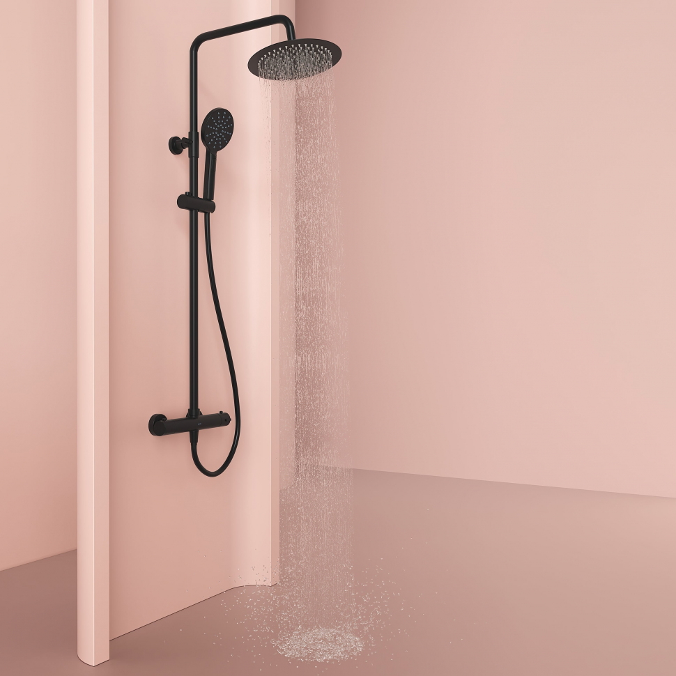 Душевая система Sancos Kanedo с термостатом черный матовый,SC7200MB