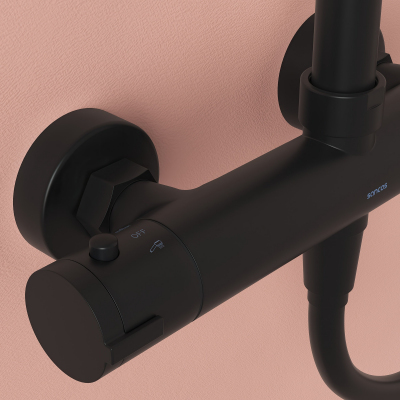 Душевая система Sancos Kanedo с термостатом черный матовый,SC7200MB