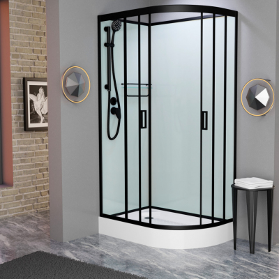 Душевая кабина Frank F418L М Black без крыши матовое стекло 100x80 см, 20051