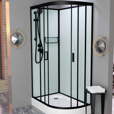 Душевая кабина Frank F418L М Black без крыши матовое стекло 100x80 см, 20051