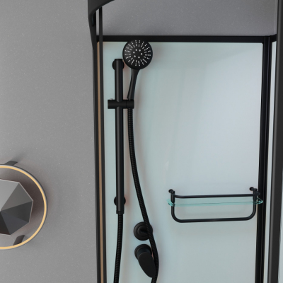 Душевая кабина Frank F418L М Black без крыши матовое стекло 100x80 см, 20051