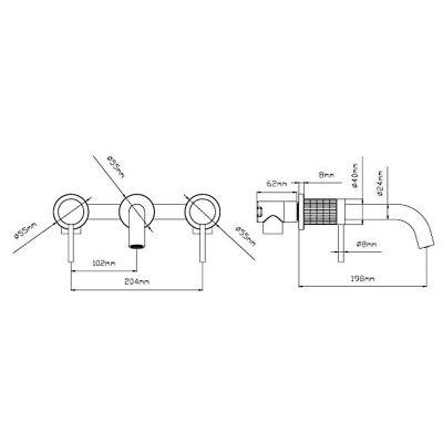Смеситель для раковины Groove VBFW-4G1GM встраиваемый, однорычажный, вороненая сталь