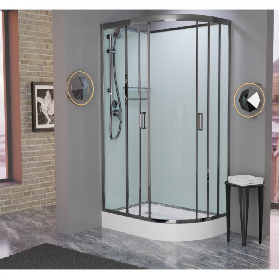 Душевая кабина Frank F418L М Brilliant 100x80 без крыши матовое стекло, 20087