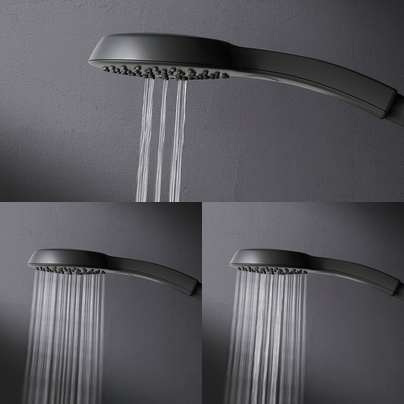 Душевая система AM.PM Inspire 2.0 F0750A522 стойка с тропическим душем, термостатом, смесителем, изливом, черная матовая