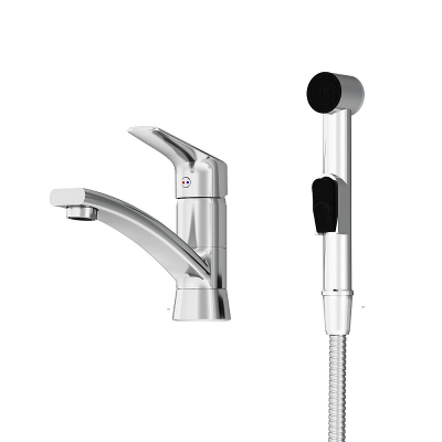 Смеситель для раковины (умывальника) Damixa Jupiter 770230001 с гигиеническим душем, поворотным изливом, хром