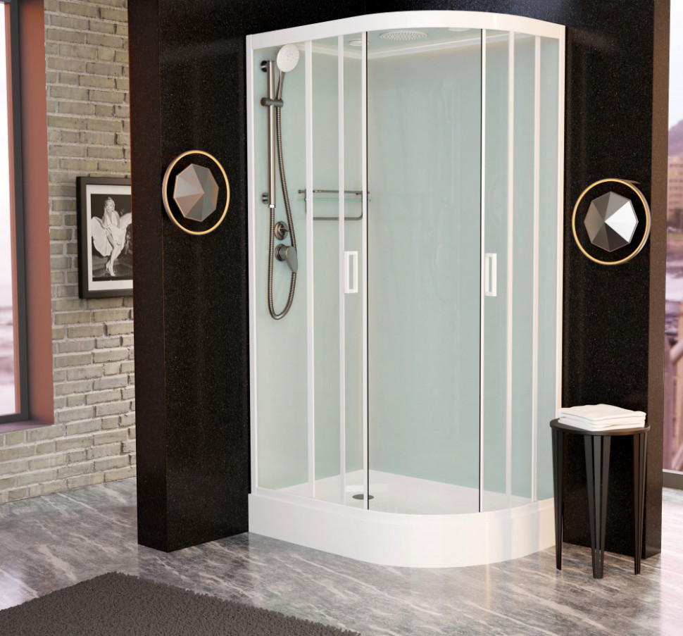 Душевая кабина Frank F418L М White левосторонняя матовое стекло 100х80 см, 20012