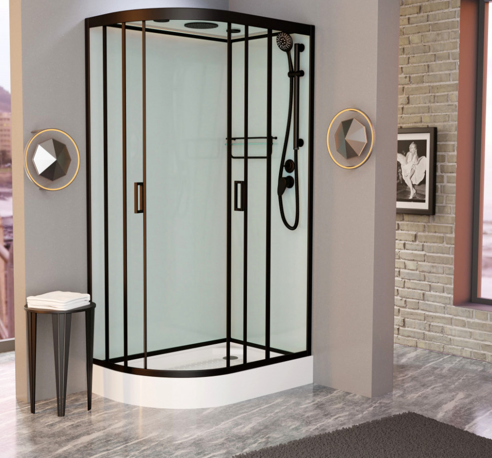 Душевая кабина Frank F418R Black 100х80 см правосторонняя, 914814