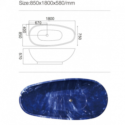 Ванна Frank F180 Морское свечение 180x85 см, 12511