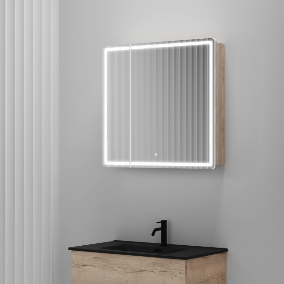Зеркальный шкаф SANCOS Mirror 790x150х740 мм, с LED подсветкой, MI80EG