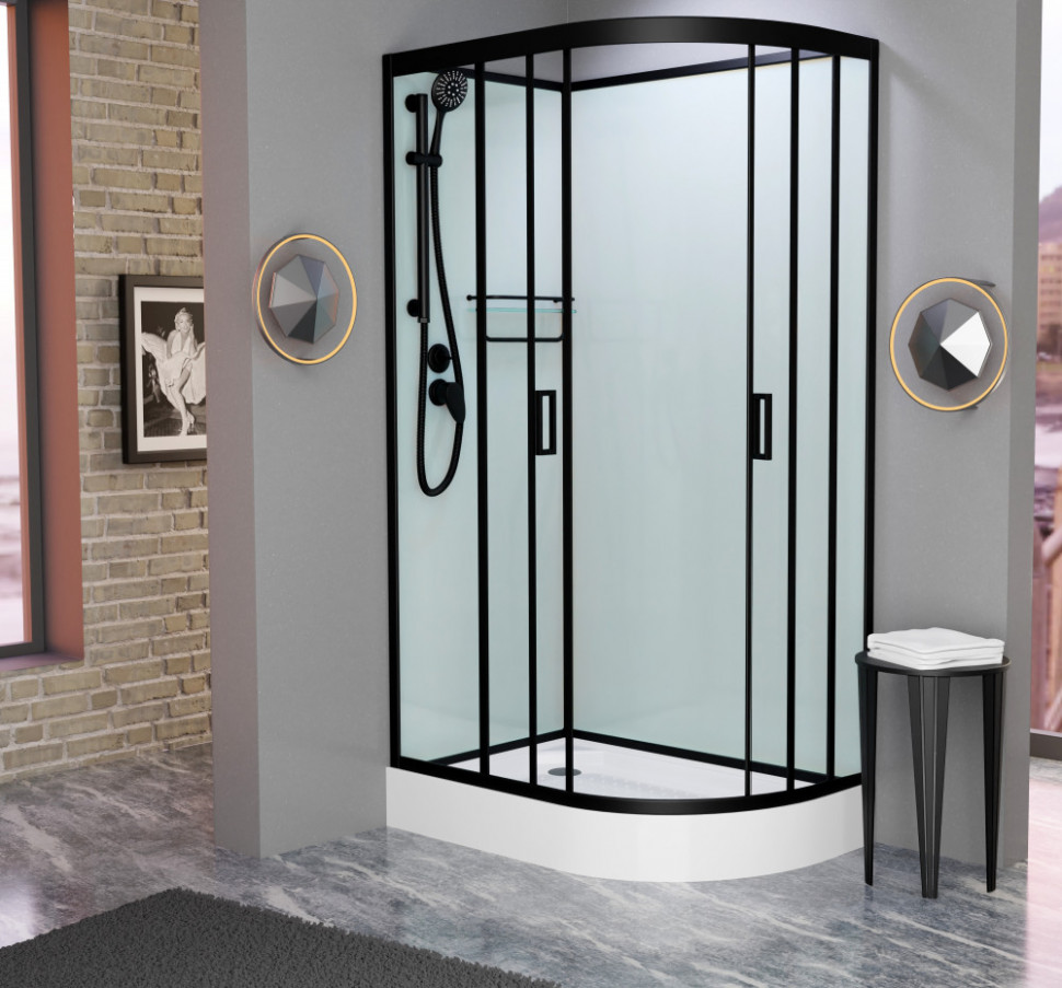 Душевая кабина Frank F411L Black без крыши 110x80 см, 114004