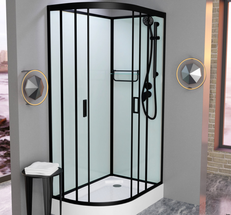 Душевая кабина Frank F418R Black без крыши 100x80 см, 914014