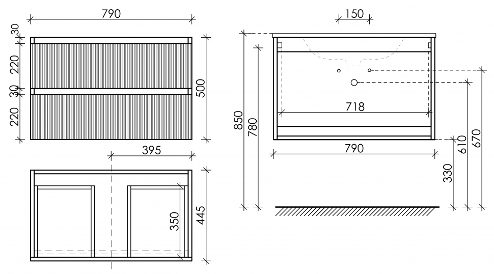 Тумба подвесная SANCOS Snob R, Beige Soft 790х445х500, под столешницу без отверстия под смеситель, цвет Black Sky, SNR80CE