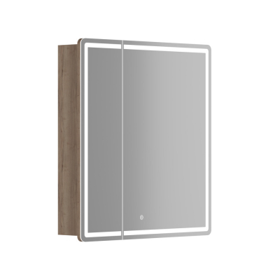 Зеркальный шкаф SANCOS для ванной комнаты SANCOS Mirror 690x150х740 мм, с LED подсветкой, цвет дуб галифакс натуральный, с розеткойарт. MI70EG