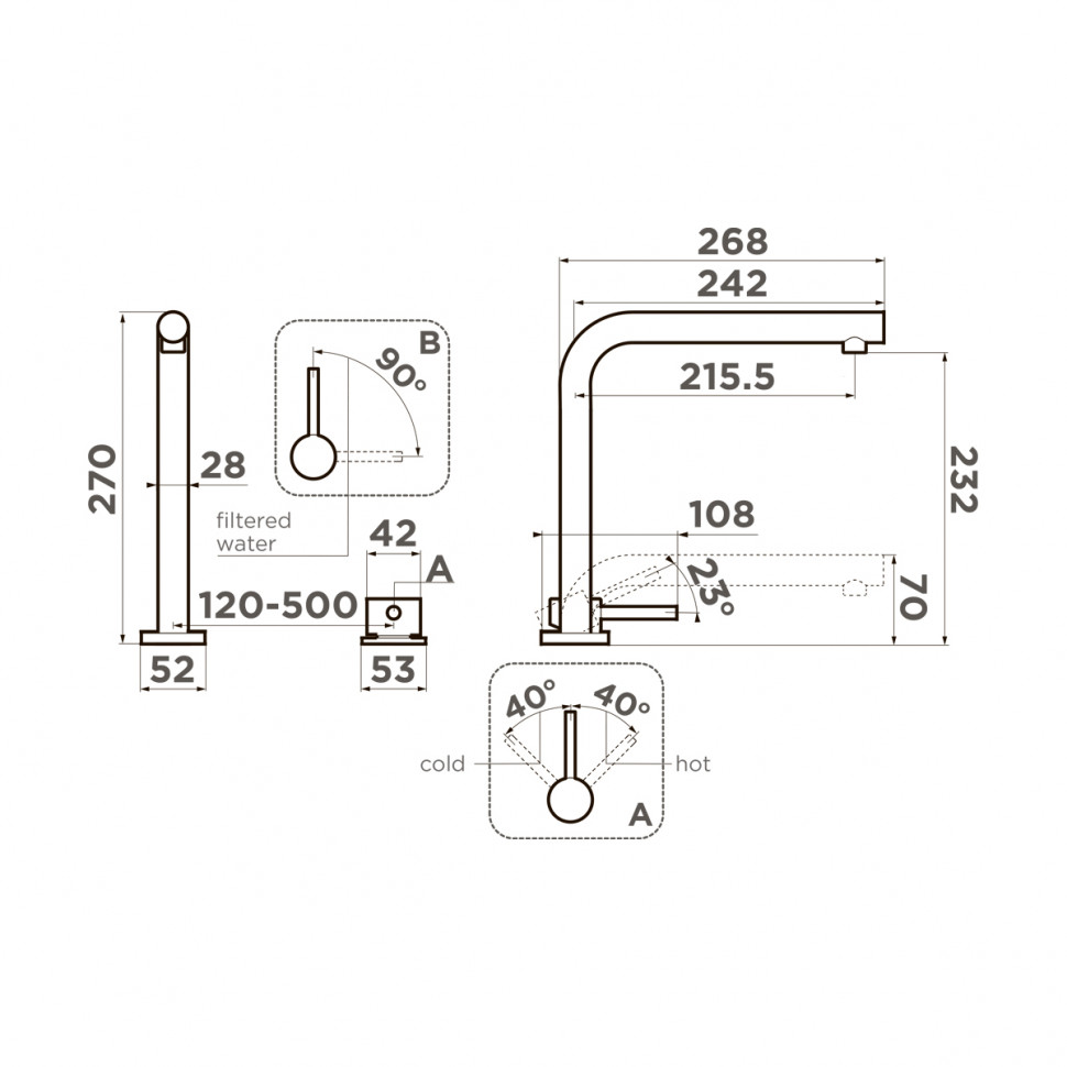 Смеситель для кухни Omoikiri Nara 2 Plus-BN латунь/нержавеющая сталь, 4994368