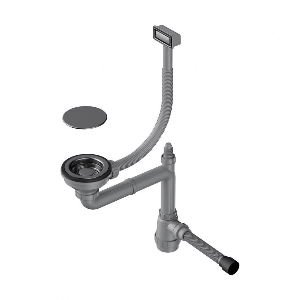 Арматура для одночашевых моек с прямоугольным переливом и декоративным элементом для корзины Omoikiri WK-1C-GM, 4956474