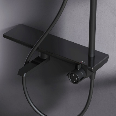 Душевая система AM.PM Gem F0790722 стойка с тропическим душем, смесителем, изливом, черный