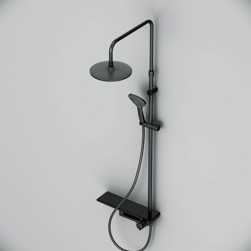 Душевая система AM.PM Gem F0790722 стойка с тропическим душем, смесителем, изливом, черный