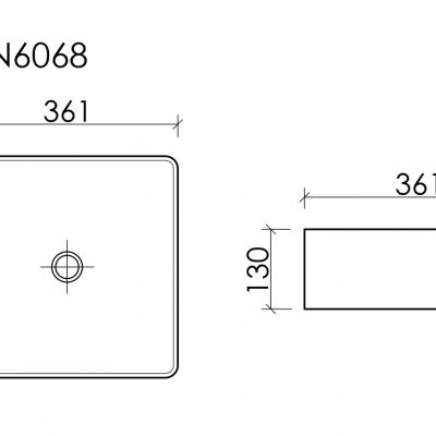 Накладная раковина CERAMICANOVA Element 361x361x130 мм CN6068