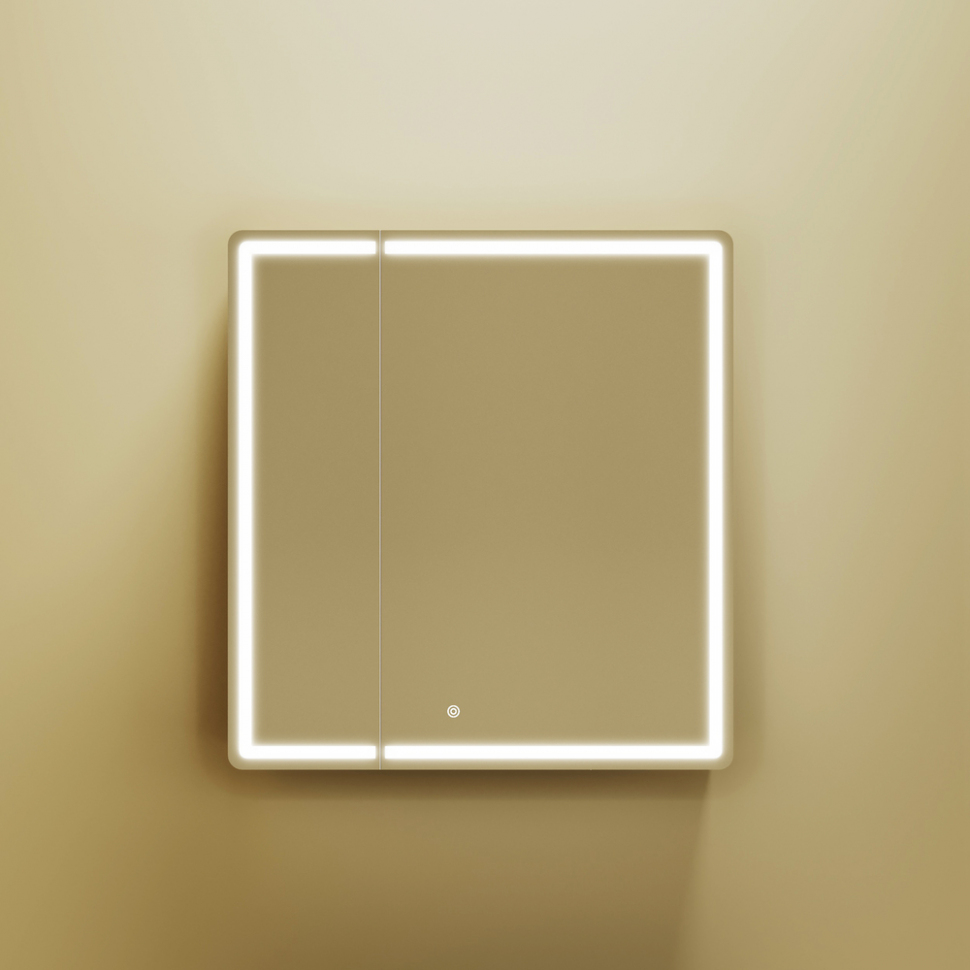 Зеркальный шкаф SANCOS для ванной комнаты SANCOS Mirror 690x150х740 мм, с LED подсветкой, цвет дуб чарльстон, с розеткой, MI70ECH