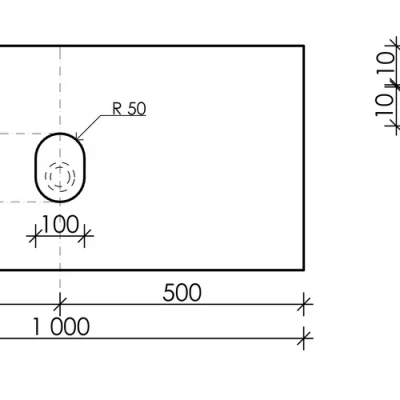 Столешница для ванной комнаты SANCOS 1000х460 без отверстия под смеситель, цвет black sky, артикул TT100A1, TT100A1