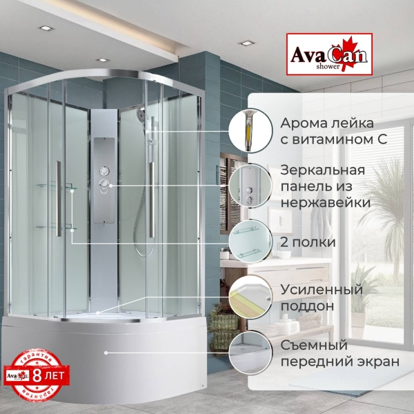 Душевая кабина AvaCan EM5090NT 90x90 см без крыши прозрачная