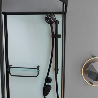 Душевая кабина Frank F418R М Black без крыши матовое стекло 100x80 см, 20053