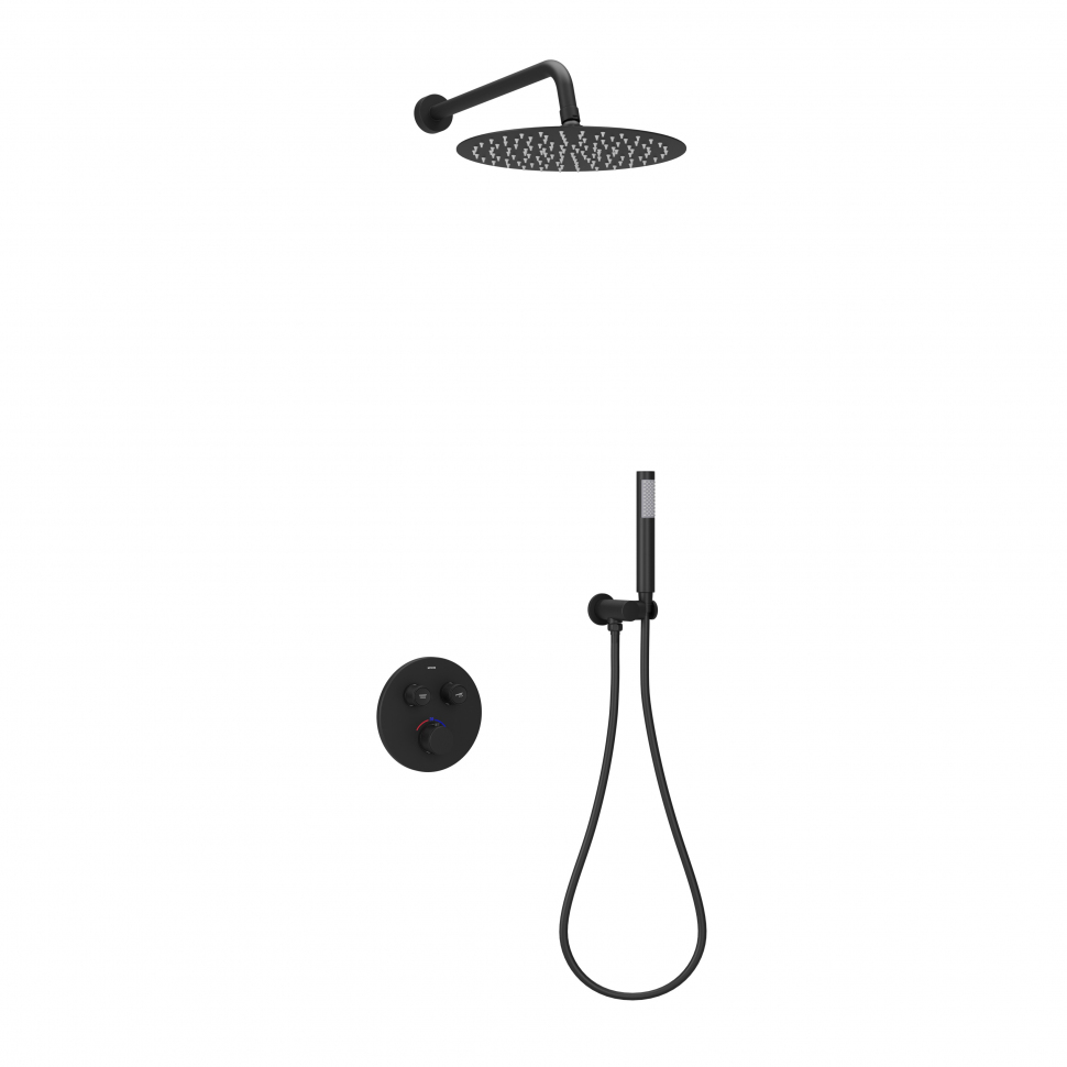 Душевой комплект SANCOS Link встраиваемый, c термостатическим смесителем, цвет черный матовый, SC3005MB