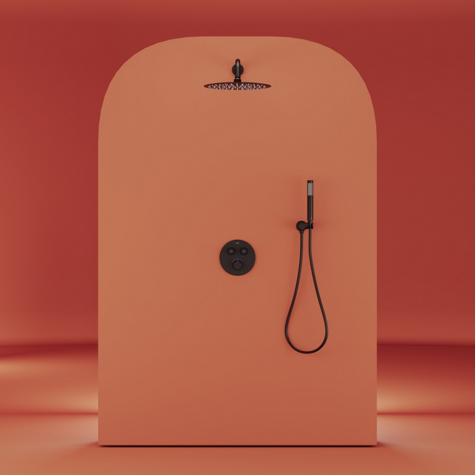 Душевой комплект SANCOS Link встраиваемый, c термостатическим смесителем, цвет черный матовый, SC3005MB