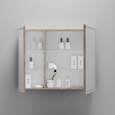 Зеркальный шкаф SANCOS для ванной комнаты SANCOS Mirror 890x150х740 мм, с LED подсветкой, цвет дуб галифакс натуральный, MI90EG