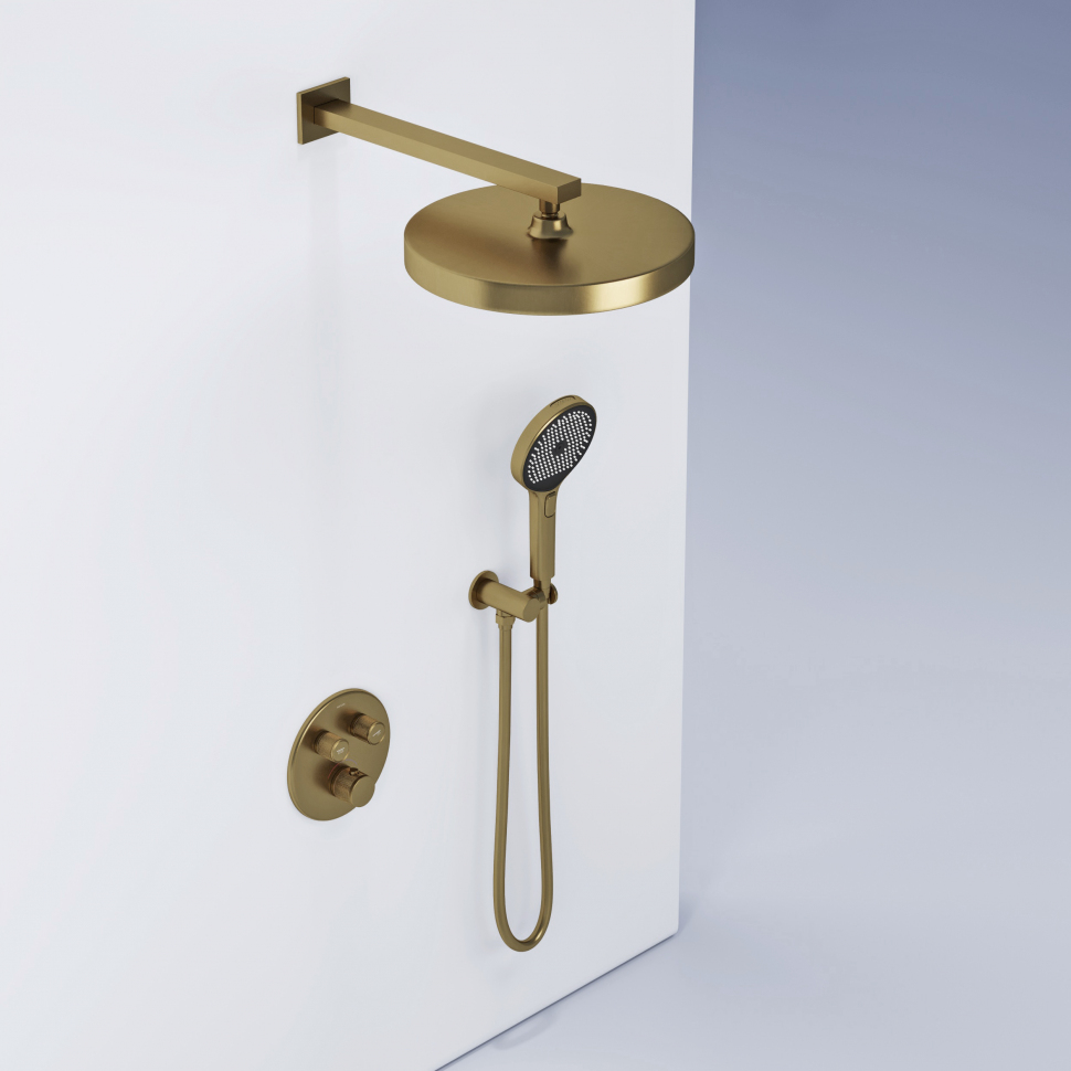 Душевой комплект SANCOS Space встраиваемый c термостатическим смесителем, цвет брашированное золото , SC3006BG