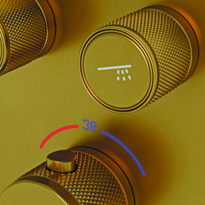 Душевой комплект SANCOS Space встраиваемый c термостатическим смесителем, цвет брашированное золото , SC3006BG