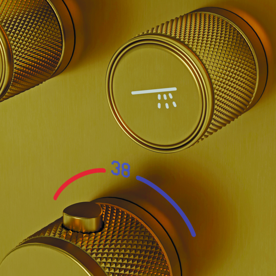 Душевой комплект SANCOS Space встраиваемый c термостатическим смесителем, цвет брашированное золото , SC3006BG