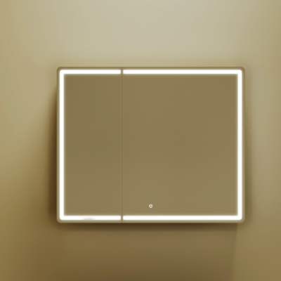 Зеркальный шкаф SANCOS для ванной комнаты SANCOS Mirror 890x150х740 мм, с LED подсветкой, цвет дуб чарльстон, MI90ECH
