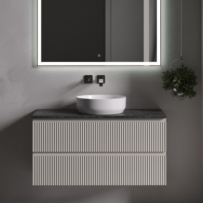 Тумба подвесная SANCOS Snob R, Beige Soft 995х445х500, под столешницу без отверстия под смеситель, цвет Black Sky, SNR100CE