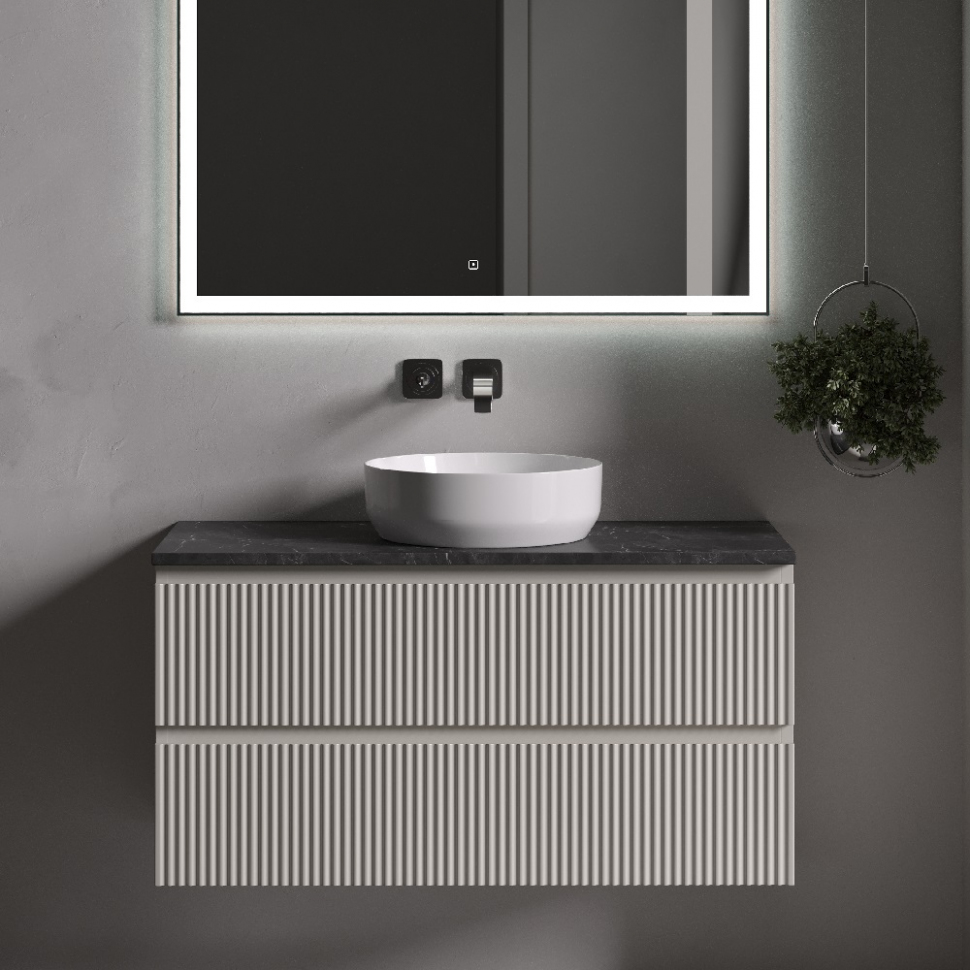 Тумба подвесная SANCOS Snob R, Beige Soft 995х445х500, под столешницу без отверстия под смеситель, цвет Black Sky, SNR100CE