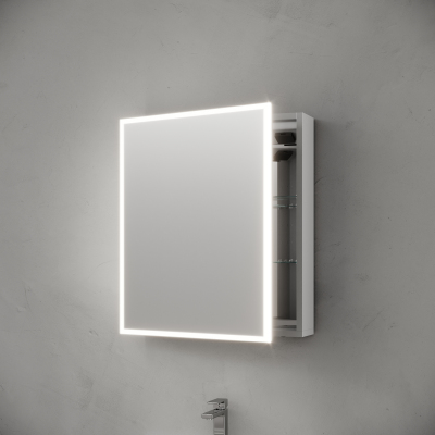 Зеркальный шкаф SANCOS для ванной комнаты из алюминия SANCOS Evoke 600x700х136 мм, с LED подсветкой, SC8060